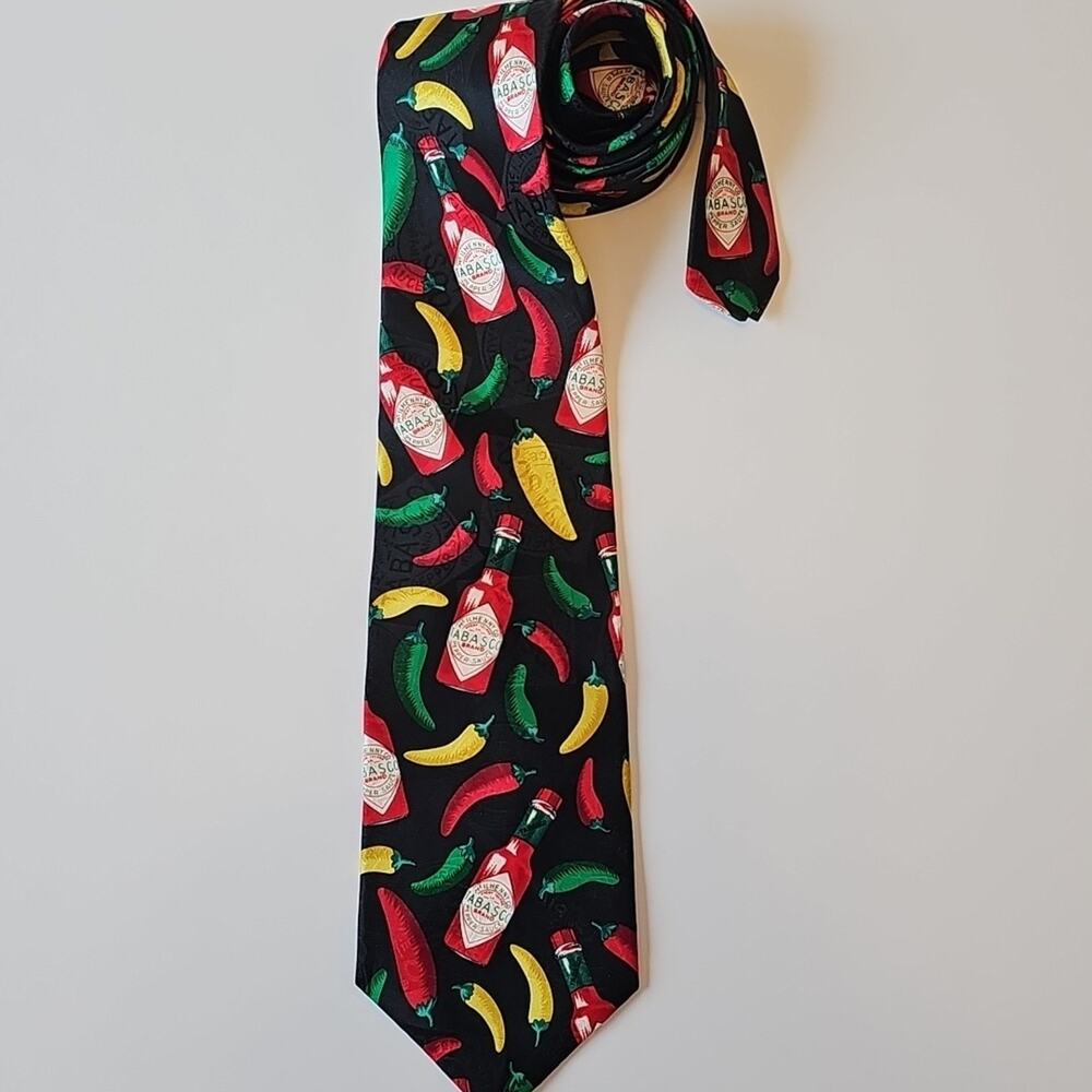 New Orleans Tabasco Sauce 100% Silk Necktie Tie Mens Mardi Gras Dad Gift Fun NWT